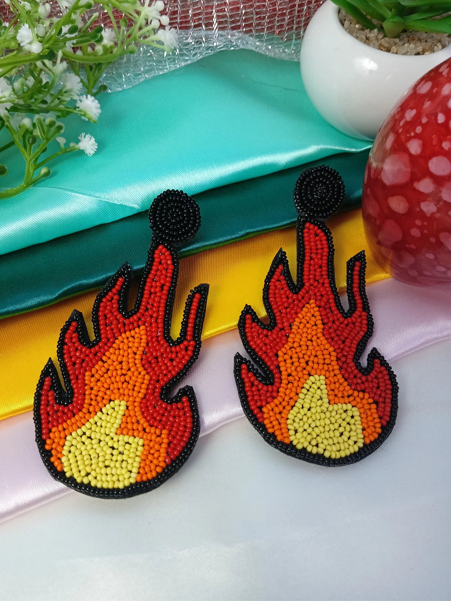 Fire Beaded Earring for women