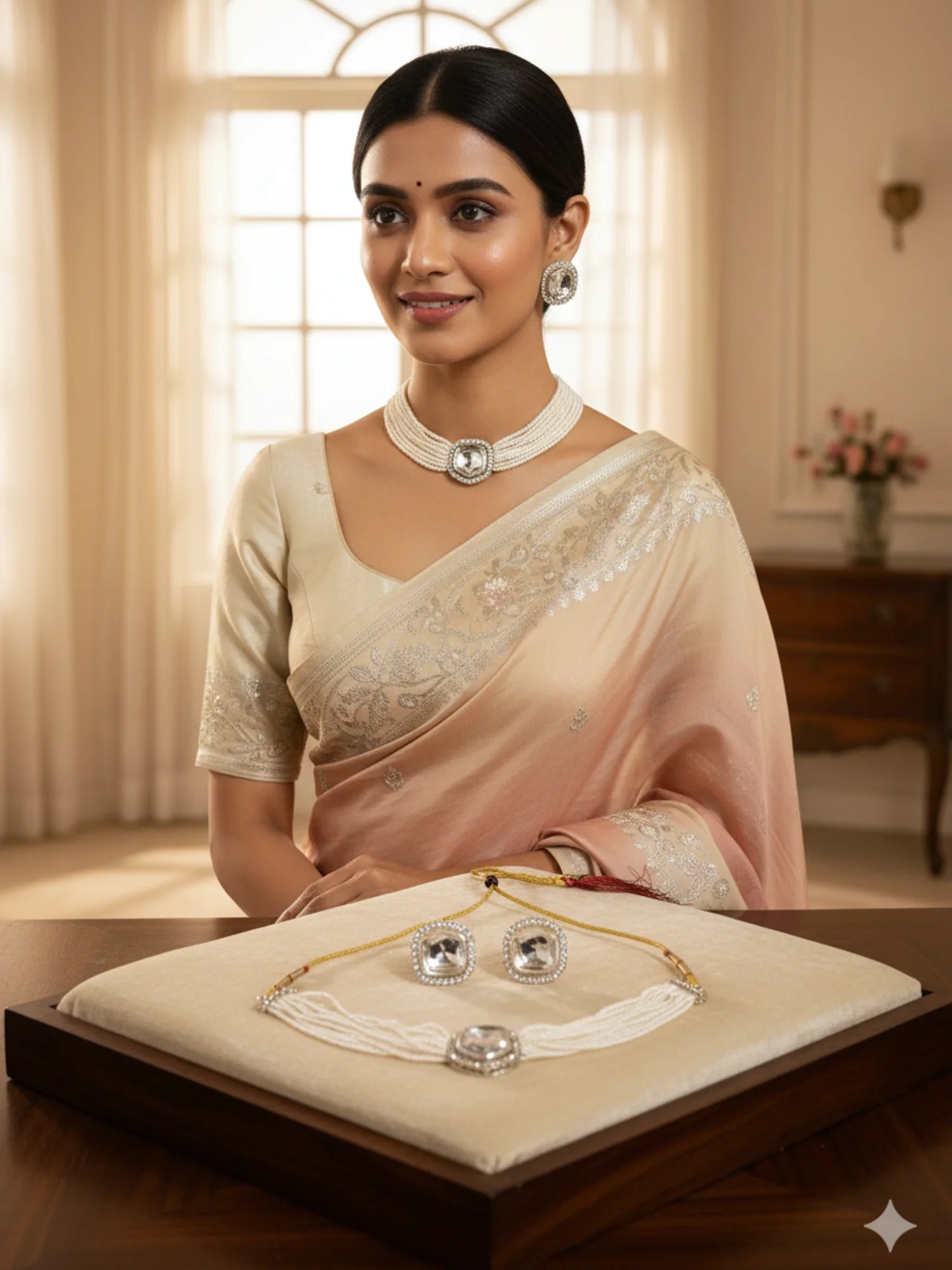 Fancy Kundan Beads Choker Necklace Set