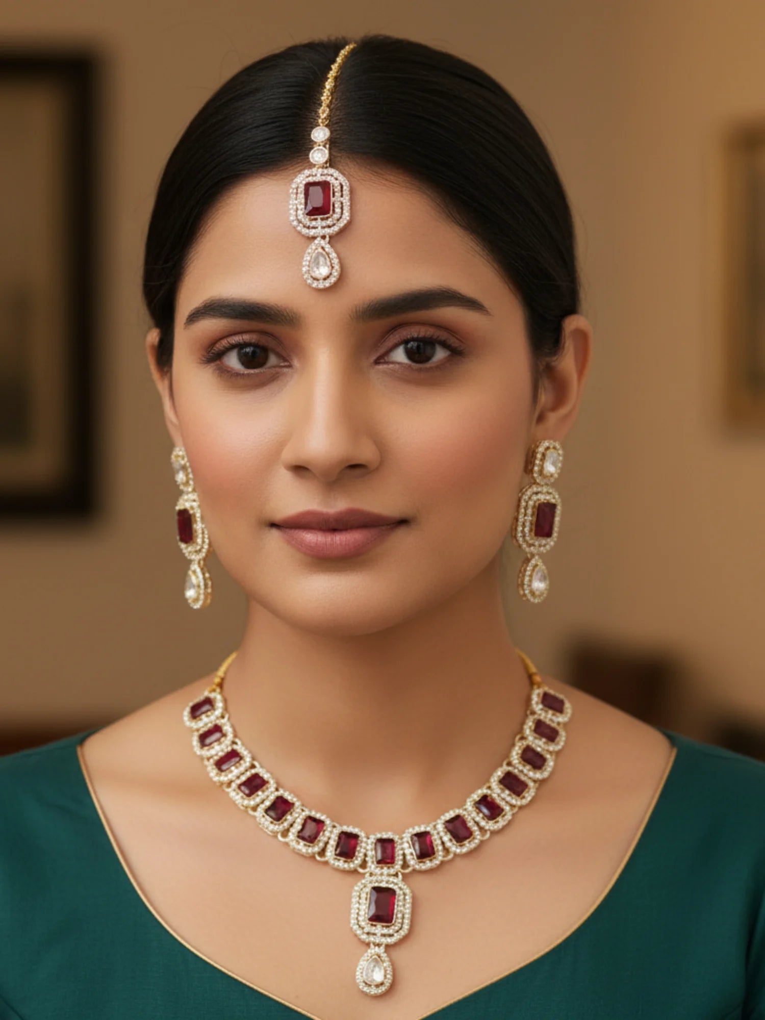 Kundan Gold Polished Necklace Set